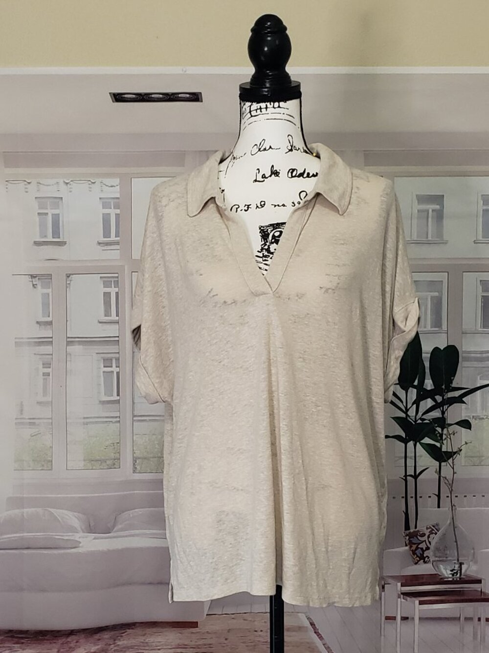 Banana Republic Linen Blend Short-Sleeve Pullover top, XL